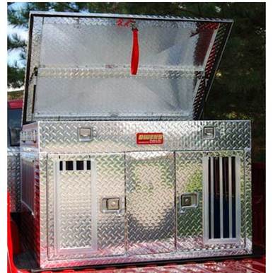 Owens Products 55044 Dog Box Hunter Series Double Compartment with Top Storage / Tall / 48 W x 45 D x 32 H / All Seasons Vents / Diamond Tread Aluminum / Owens Products - Truck Part Superstore