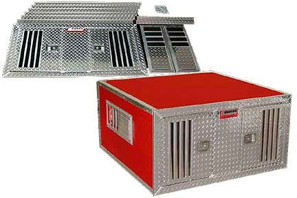 Owens Products 55046 Dog Box DIY Series Double Compartment / 46 W x 48 D x 25 H / Standard Vents / Diamond Tread Aluminum Parts / Owens Products - Truck Part Superstore