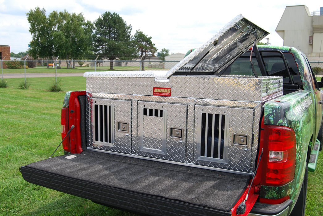Owens Products 55053 Dog Box Hunter Series Triple Compartment with Top Storage / 58 W x 40 D x 26 H / All Seasons Rear Vents / Diamond Tread Aluminum / Owens Products - Truck Part Superstore