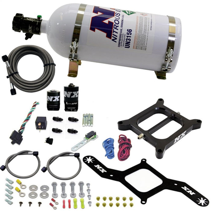 Nitrous Express 55140-10 4150 RNC Conventional Plate System w/.375in. Solenoid w/10lb Bottle - Truck Part Superstore
