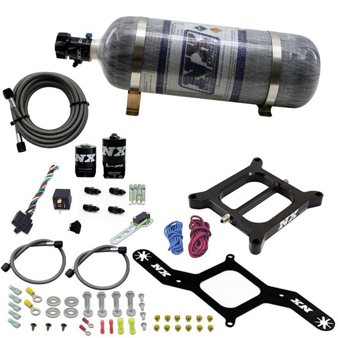 Nitrous Express 55140-12 4150 RNC Conventional Plate System w/.375in. Solenoid w/12lb Bottle - Truck Part Superstore