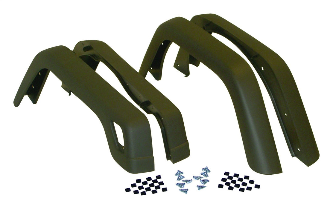 Crown Automotive Jeep Replacement 55254918K Fender Flare Kit; 4 Piece; OE Width; Flat Black; - Truck Part Superstore