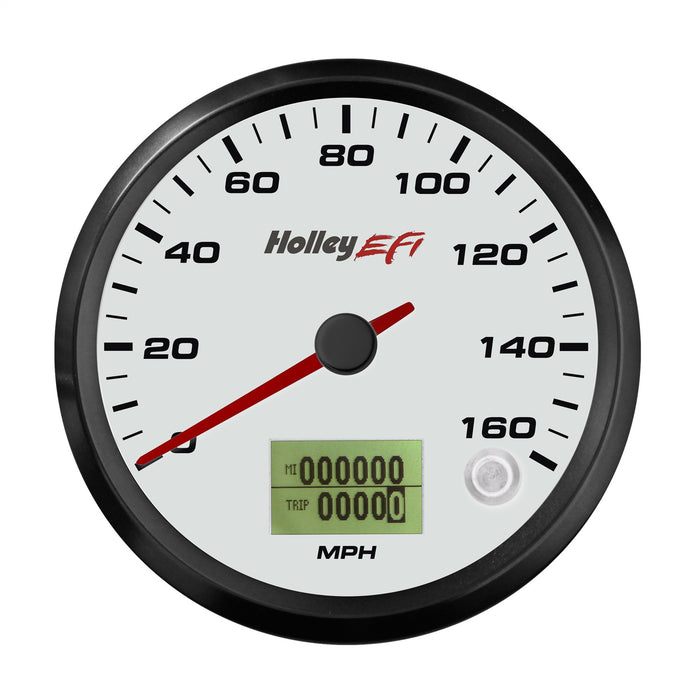 Holley EFI 553-122W CAN Speedometer; 3 3/8 in. CAN; Digital Odometer; 0-160 mph.; White Face; - Truck Part Superstore
