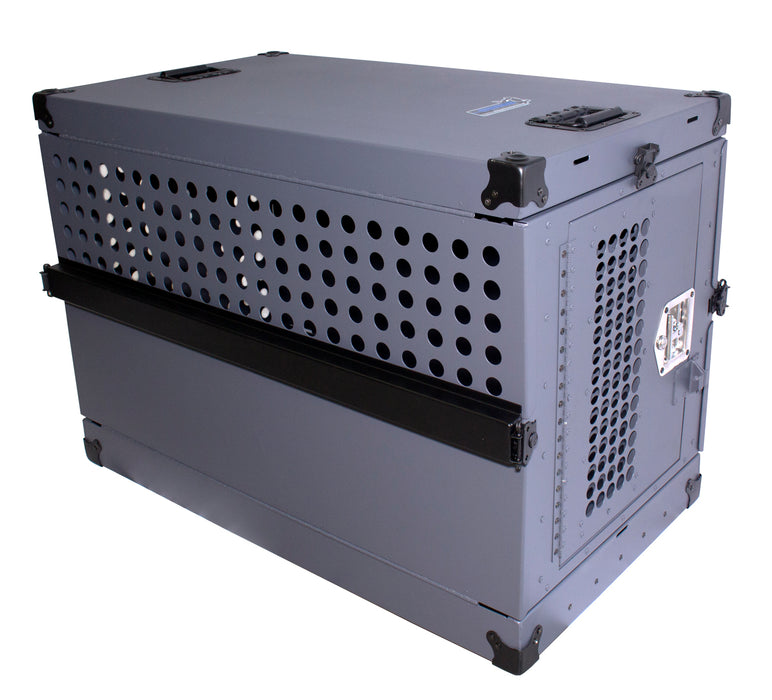 Owens Products 55306 Dog Crate Professional K9 Series Single Compartment Collapsible Working Dog Crate / 25 W x 41 D x 29 H / Gray Powder Coat / Mill Finish Aluminum / Owens Products - Truck Part Superstore