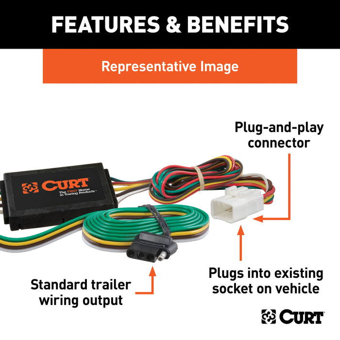 CURT 56038 Custom 4-Flat; Select Acura MDX; OEM Tow Package Required - Truck Part Superstore