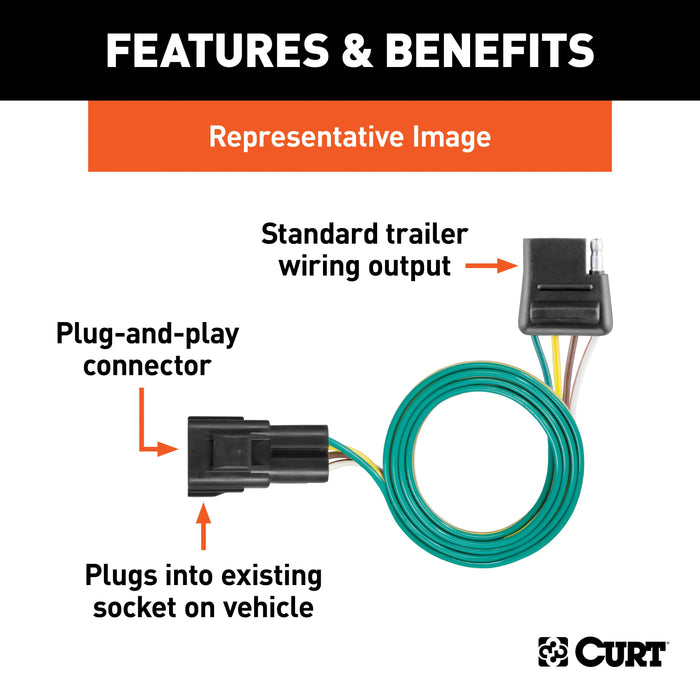 CURT 56281 Custom 4-Flat; Select Pathfinder; JX35; QX60; OEM Tow Package Required - Truck Part Superstore