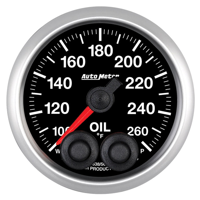 AutoMeter 5638-05702 GAUGE; OIL TEMP; 2 1/16in.; 260deg.F; STEPPER MTR W/PK/WRN; ELITE; W/O PRO-CONTR - Truck Part Superstore