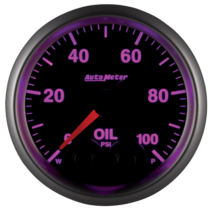 AutoMeter 5652-05702 GAUGE; OIL PRESS; 2 1/16in.; 100PSI; STPR MTR W/PK/WRN; ELITE; W/O PRO-CONTROL - Truck Part Superstore