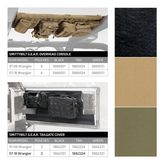 Smittybilt 5662324 Gear Tailgate Cover 07-18 Wrangler JK Coyote Tan Smittybilt - Truck Part Superstore