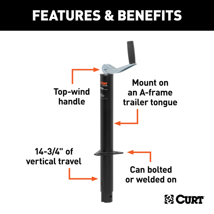 CURT 28203 CURT 28203 A-Frame Trailer Jack; 2;000 lbs; 14-3/4 Inches Vertical Travel - Truck Part Superstore