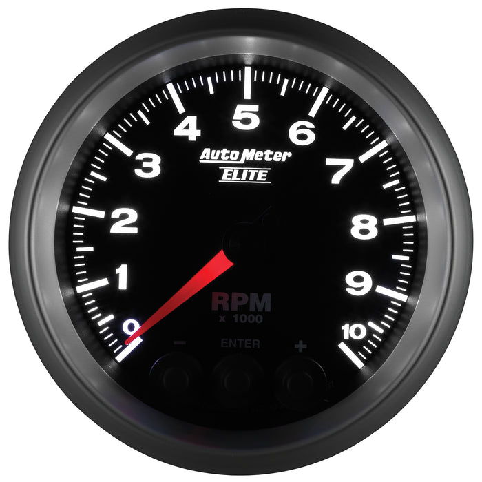 AutoMeter 5697 GAUGE; TACH; 3 3/8in.; 10K RPM; IN-DASH W/SHIFT LIGHT/PEAK MEM; ELITE - Truck Part Superstore