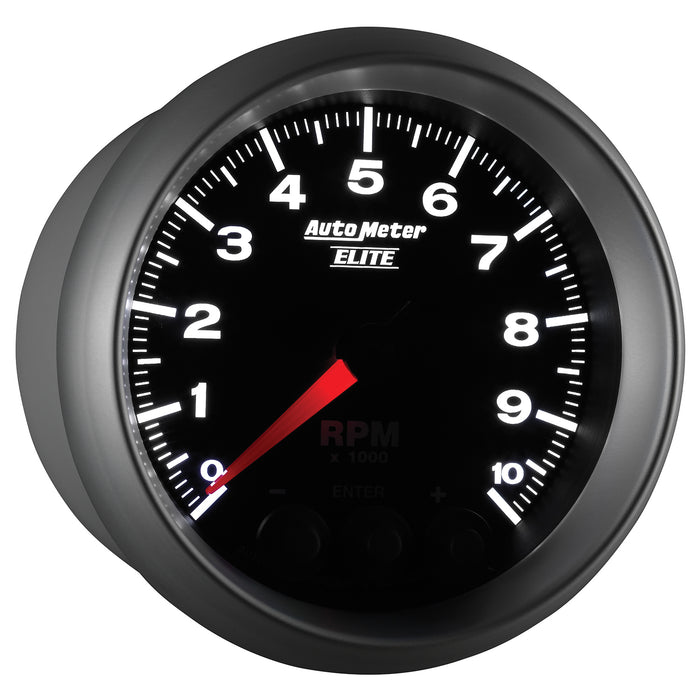 AutoMeter 5697 GAUGE; TACH; 3 3/8in.; 10K RPM; IN-DASH W/SHIFT LIGHT/PEAK MEM; ELITE - Truck Part Superstore
