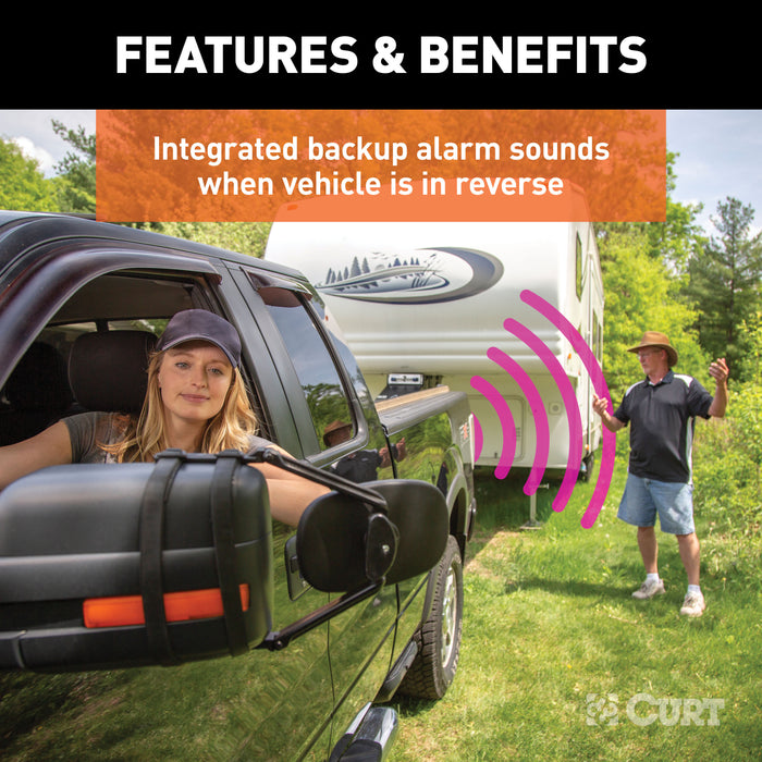 CURT 57725 Adapter with Backup Alarm (7-Way RV Blade Vehicle to 5-Way Flat Trailer) - Truck Part Superstore
