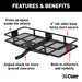 CURT 18152 60in. x 24in. Black Steel Basket Cargo Carrier (Fixed 2in. Shank; 500 lbs.) - Truck Part Superstore