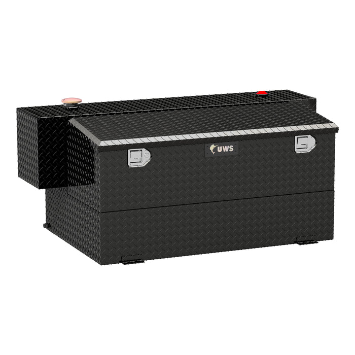 UWS TT-100HH-CB-B Gloss Black Hammerhead-Style 100-Gallon Aluminum Combo Transfer Tank - Truck Part Superstore