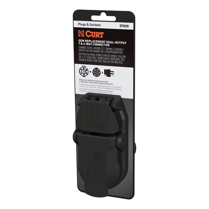 CURT 57020 OEM Replacement Dual-Output 7 and 4 Way Connector - Truck Part Superstore
