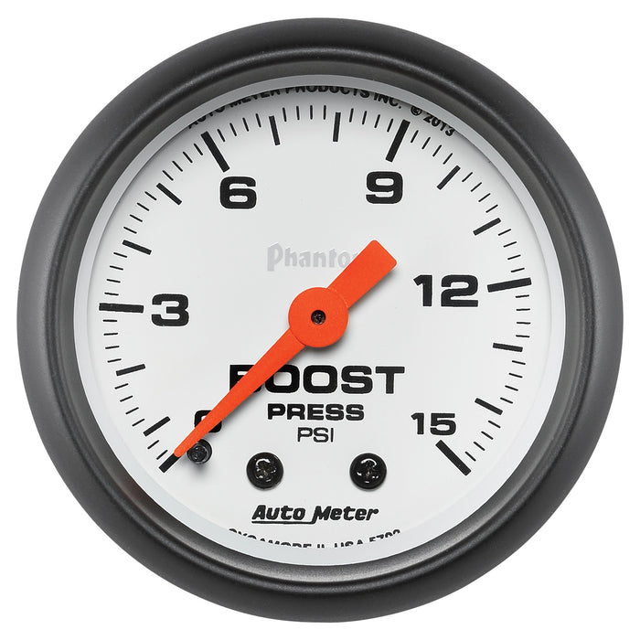 AutoMeter 5702 GAUGE; BOOST; 2 1/16in.; 15PSI; MECHANICAL; PHANTOM - Truck Part Superstore