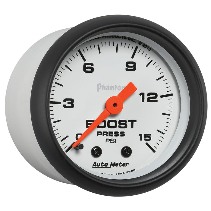 AutoMeter 5702 GAUGE; BOOST; 2 1/16in.; 15PSI; MECHANICAL; PHANTOM - Truck Part Superstore