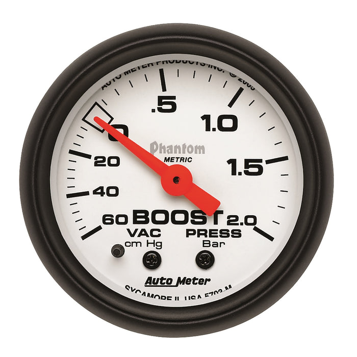 AutoMeter 5703-M GAUGE; VAC/BOOST; 2 1/16in.; 60CMHG-2.0BAR; MECHANICAL; PHANTOM - Truck Part Superstore
