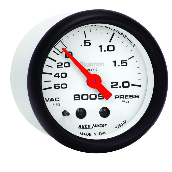 AutoMeter 5703-M GAUGE; VAC/BOOST; 2 1/16in.; 60CMHG-2.0BAR; MECHANICAL; PHANTOM - Truck Part Superstore