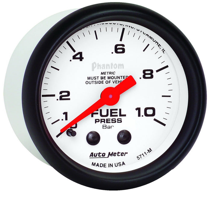 AutoMeter 5711-M GAUGE; FUEL PRESSURE; 2 1/16in.; 1.0BAR; MECHANICAL; PHANTOM - Truck Part Superstore