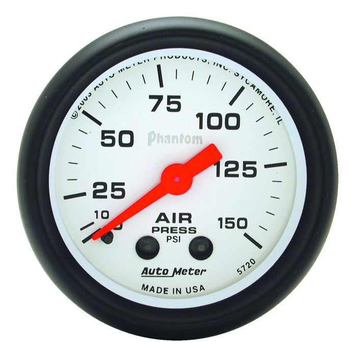AutoMeter 5720 GAUGE; AIR PRESS; 2 1/16in.; 150PSI; MECHANICAL; PHANTOM - Truck Part Superstore