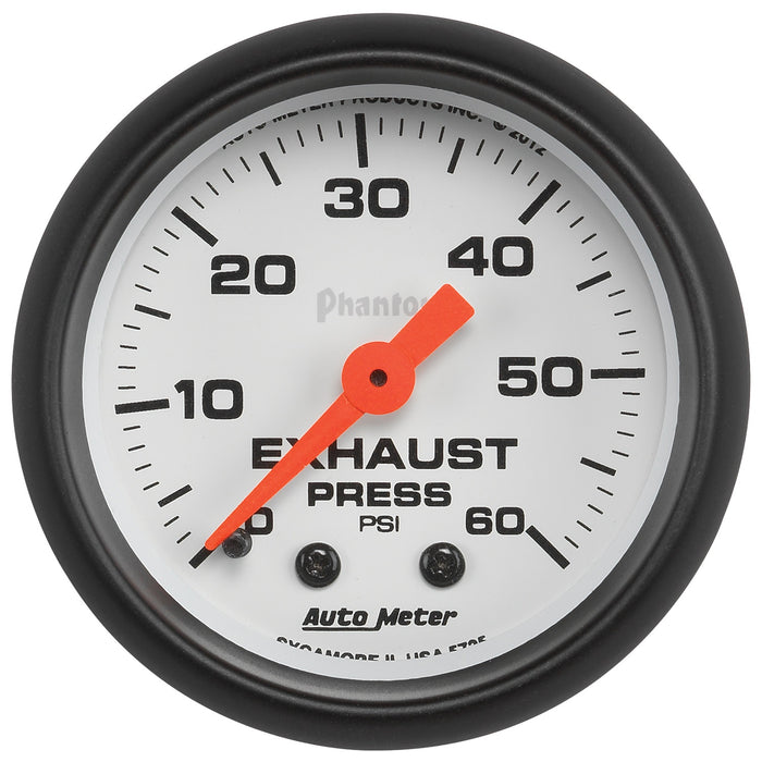 AutoMeter 5725 GAUGE; EXHAUST PRESS; 2 1/16in.; 60PSI; MECHANICAL; PHANTOM - Truck Part Superstore