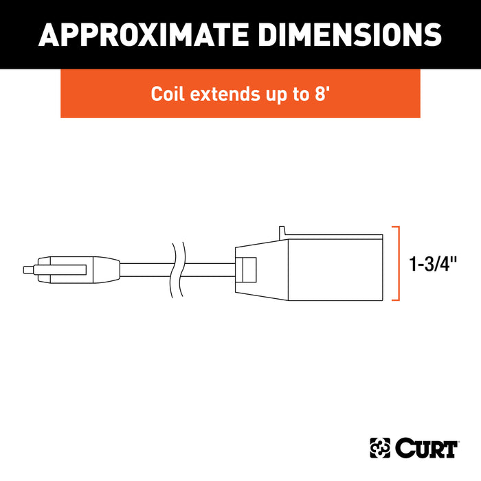 CURT 57282 8ft. Electrical Adapter Harness (7-Way RV Blade Vehicle to 5-Way Flat Trailer) - Truck Part Superstore