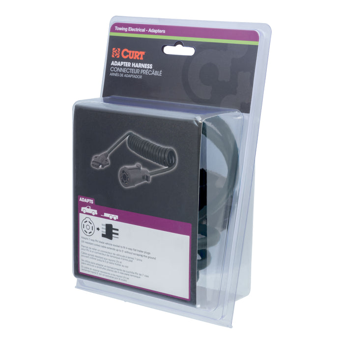 CURT 57282 8ft. Electrical Adapter Harness (7-Way RV Blade Vehicle to 5-Way Flat Trailer) - Truck Part Superstore