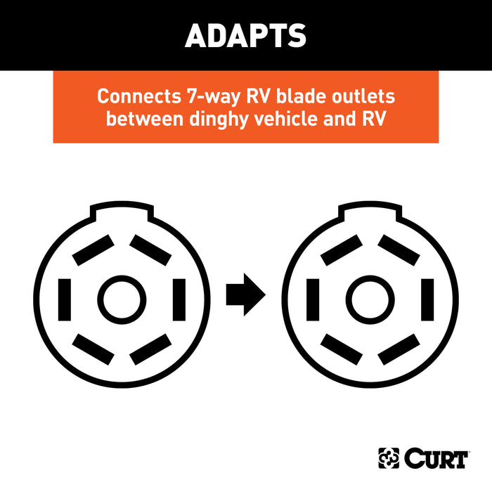 CURT 57284 8ft. Dinghy Towing Electrical Adapter/Socket (7-Way RV Blade; Fits USCAR) - Truck Part Superstore