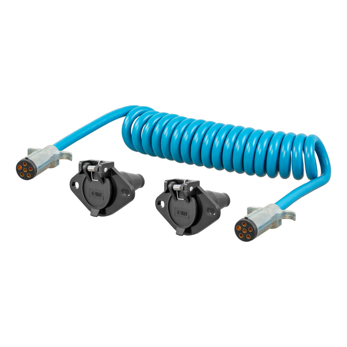 CURT 57286 8ft. Dinghy Towing Electrical Extension/Sockets (6-Way Round) - Truck Part Superstore