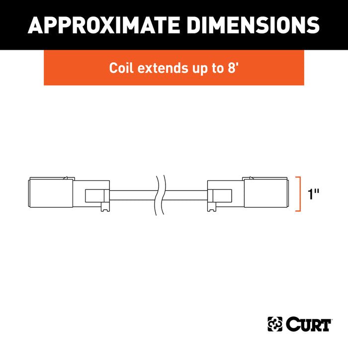 CURT 57286 8ft. Dinghy Towing Electrical Extension/Sockets (6-Way Round) - Truck Part Superstore