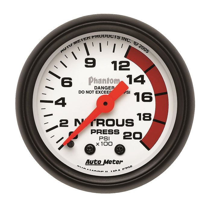 AutoMeter 5728 GAUGE; NITROUS PRESSURE; 2 1/16in.; 2000PSI; MECHANICAL; PHANTOM - Truck Part Superstore