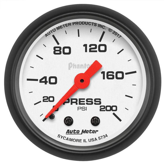 AutoMeter 5734 GAUGE; PRESSURE; 2 1/16in.; 200PSI; MECHANICAL; PHANTOM - Truck Part Superstore
