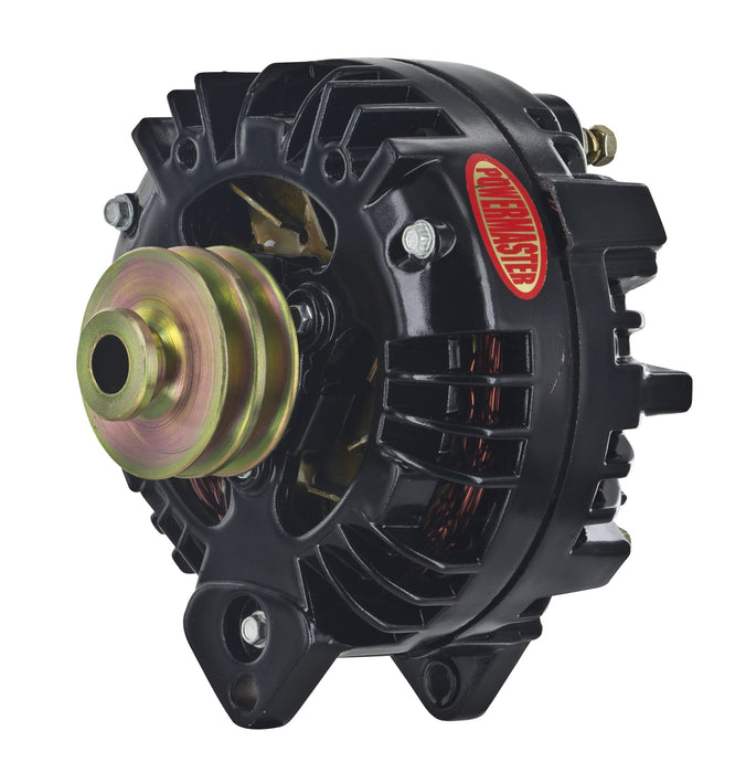 Powermaster Performance 575091 Alternator; Squareback; 100 Amp; 2V Pulley; 1 Wire; Black Finish; - Truck Part Superstore