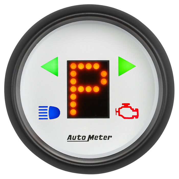 AutoMeter 5759 GAUGE; GEAR POS; 2 1/16in.; INCL INDICATORS; WHITE DIAL; RED LED; BLACK BEZEL - Truck Part Superstore