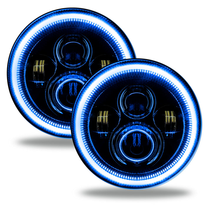 Oracle Lighting 5769-002 7 in. High Powered LED Headlights, Black Bezel, Blue - Truck Part Superstore