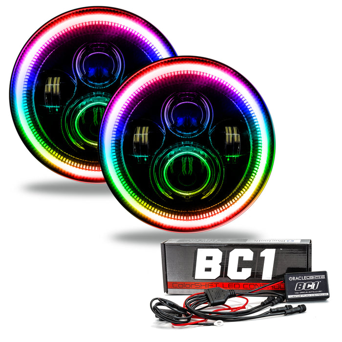 Oracle Lighting 5769-335 7 in. High Powered LED Headlights, Black Bezel, ColorSHIFT - BC1 - Truck Part Superstore