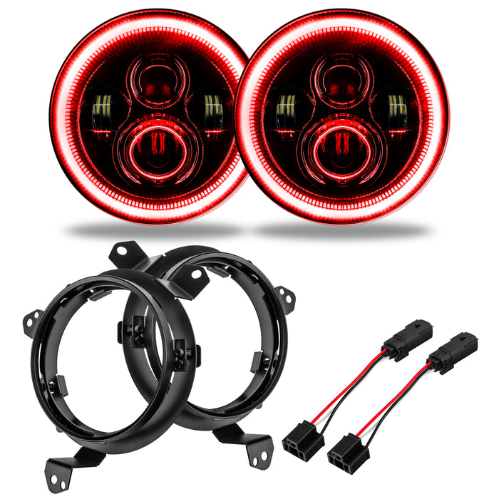 Oracle Lighting 5769J-003 7 in. High Powered LED Headlights, Red, Pair - Truck Part Superstore
