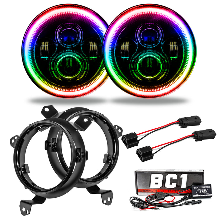 Oracle Lighting 5769J-335 7 in. High Powered LED Headlights, ColorSHIFT - BC1, Pair - Truck Part Superstore