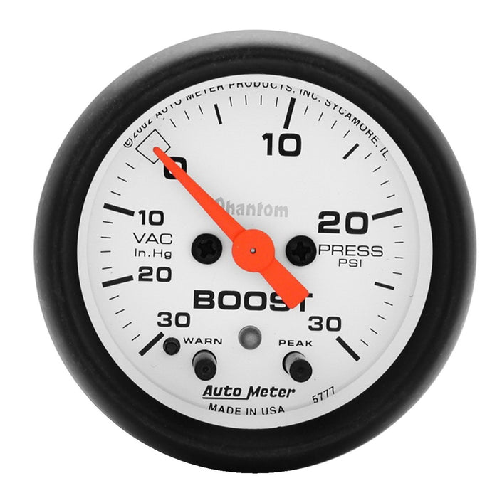 AutoMeter 5777 GAUGE; VAC/BOOST; 2 1/16in.; 30INHG-30PSI; STEPPER MOTOR W/PEAK/WARN; PHANTOM - Truck Part Superstore