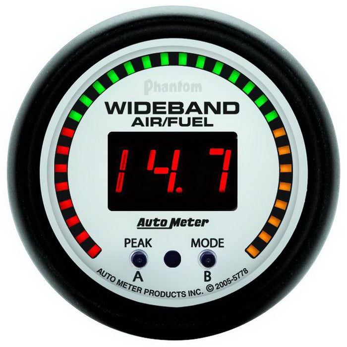 AutoMeter 5778 GAUGE; AIR/FUEL RATIO-PRO; 2 1/16in.; 10:1-20:1; DIGITAL W/PEAK/WARN; PHANTOM - Truck Part Superstore