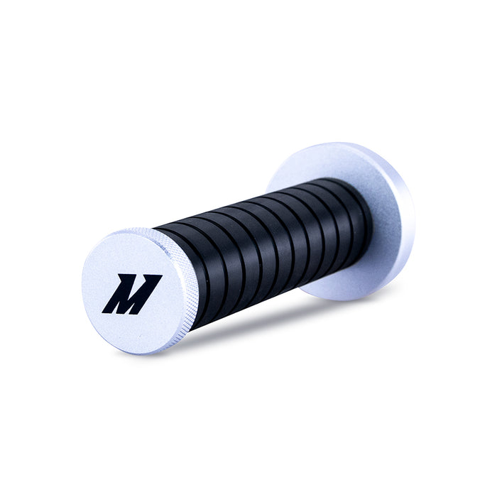 Mishimoto MMSK-BMXSLBK Grip Shift Knob, Black Grip, Silver Top and Bottom - Truck Part Superstore