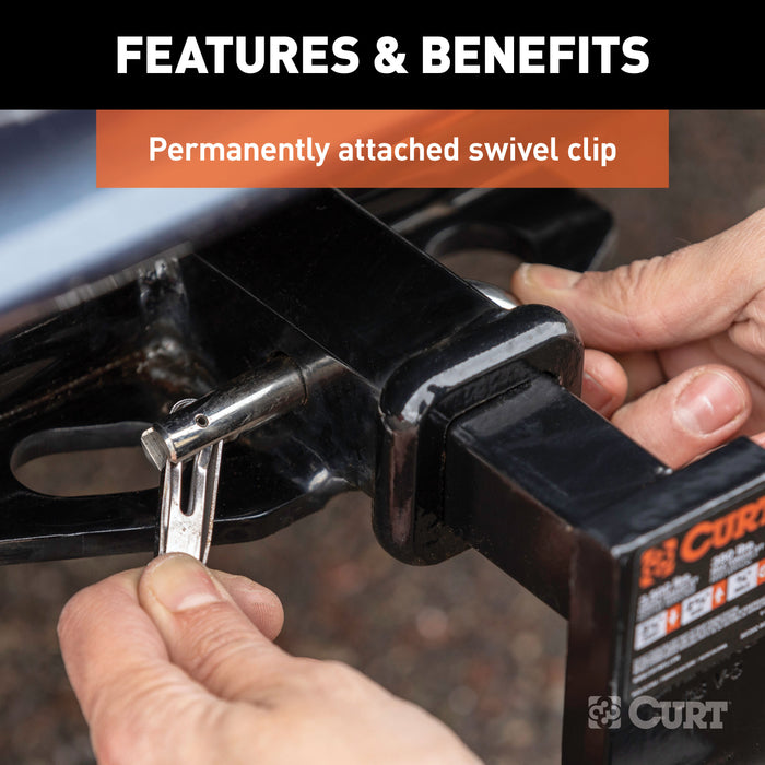 CURT 23581 1/2in. Swivel Hitch Pin (1-1/4in. Receiver; Stainless; Packaged) - Truck Part Superstore