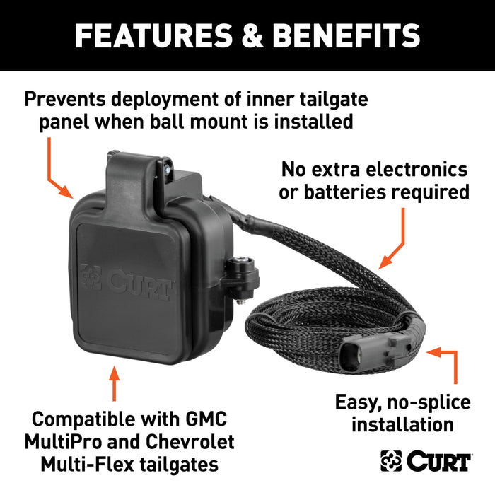 CURT 58265 Protective MultiPro/Multi-Flex Tailgate Sensor with 2in. Hitch Cap - Truck Part Superstore