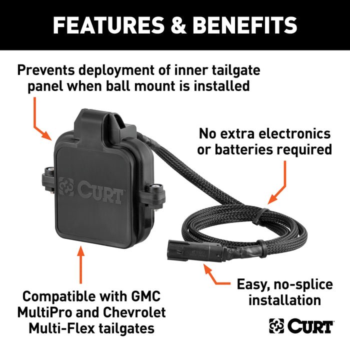 CURT 58266 Protective MultiPro/Multi-Flex Tailgate Sensor with 2-1/2in. Hitch Cap - Truck Part Superstore