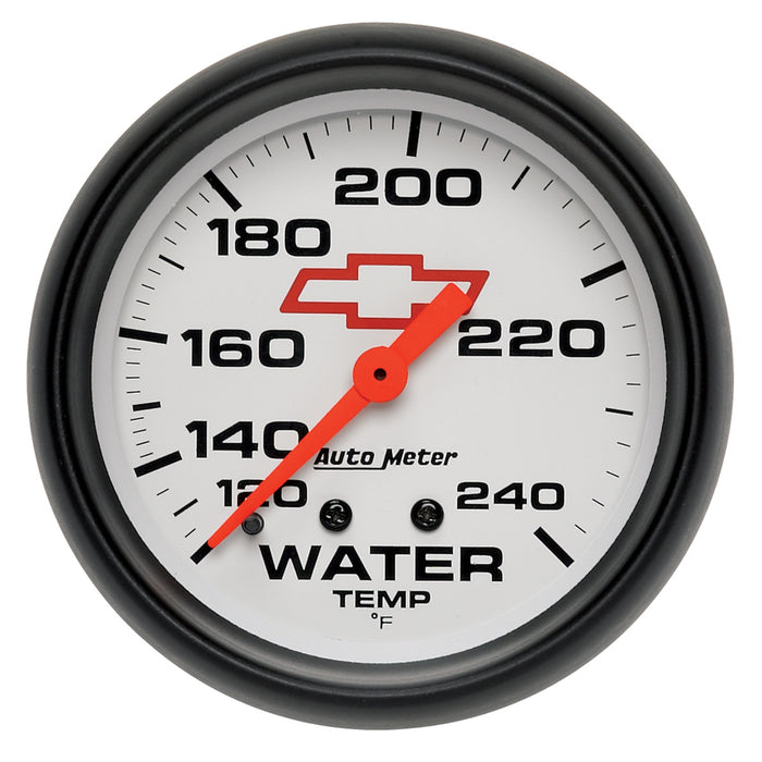 AutoMeter 5832-00406 GAUGE; WATER TEMP; 2 5/8in.; 120-240deg.F; MECHANICAL; CHEVY RED BOWTIE; WHITE - Truck Part Superstore