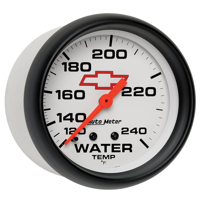 AutoMeter 5832-00406 GAUGE; WATER TEMP; 2 5/8in.; 120-240deg.F; MECHANICAL; CHEVY RED BOWTIE; WHITE - Truck Part Superstore