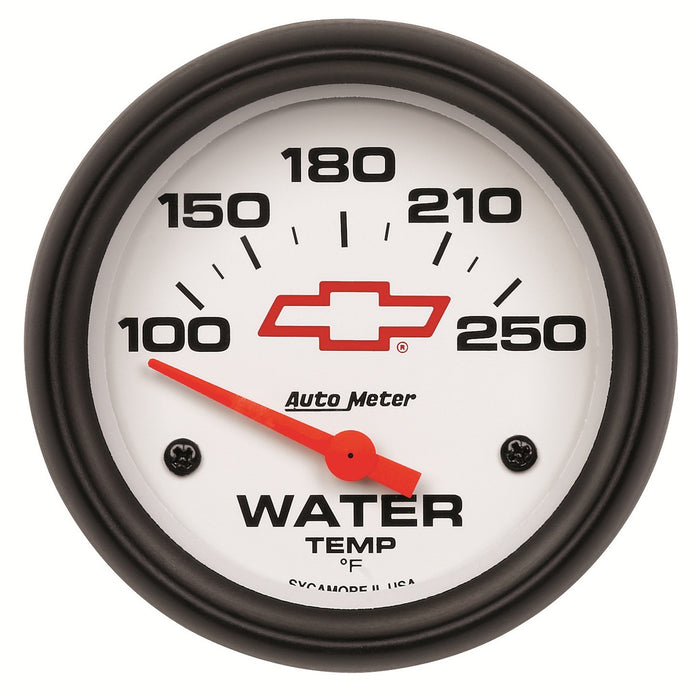 AutoMeter 5837-00406 GAUGE; WATER TEMP; 2 5/8in.; 100-250deg.F; ELECTRIC; CHEVY RED BOWTIE; WHITE - Truck Part Superstore