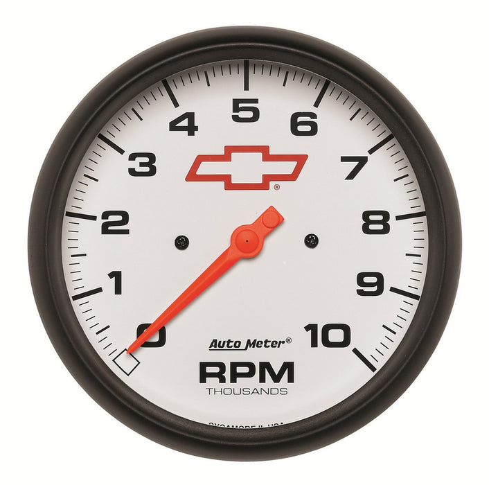 AutoMeter 5898-00406 GAUGE; TACHOMETER; 5in.; 10K RPM; IN-DASH; CHEVY RED BOWTIE; WHITE - Truck Part Superstore